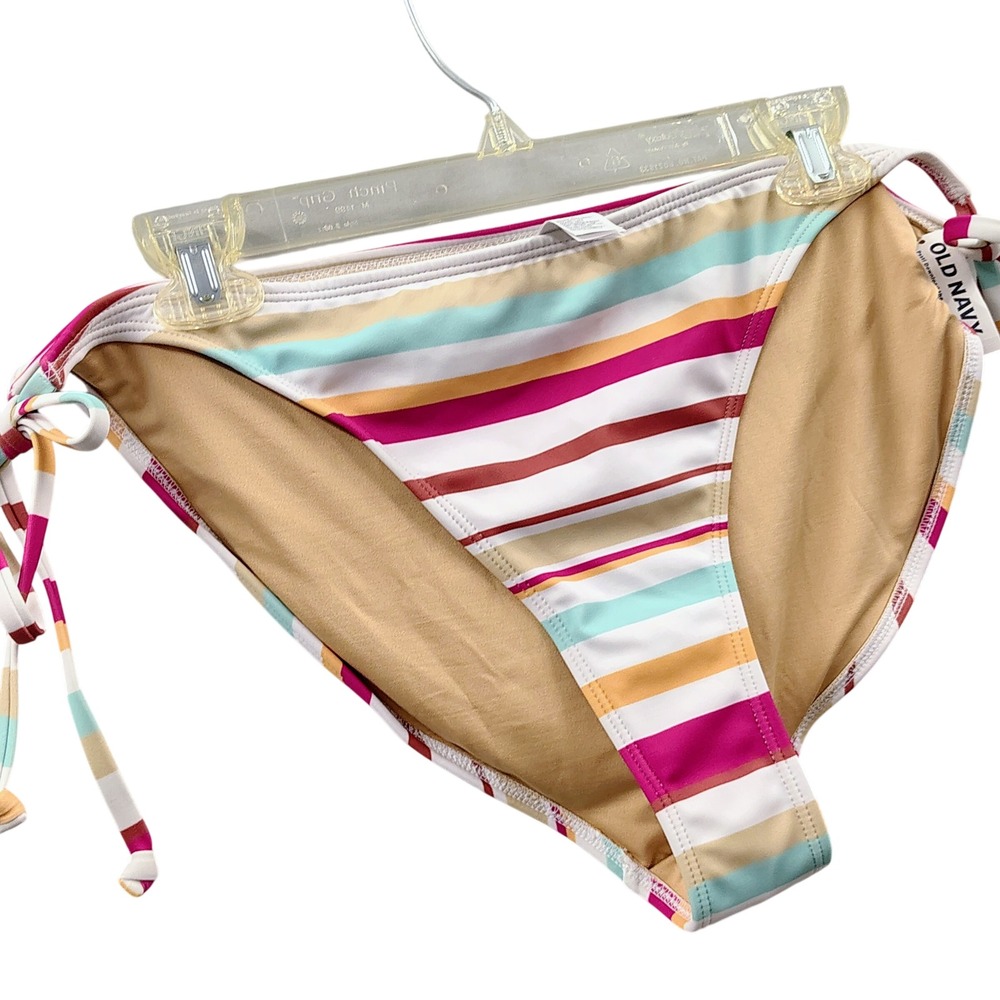 Old‎ Navy Striped Bikini Bottom Women XXL Multi Color Rainbow Retro Boho Tie NWT